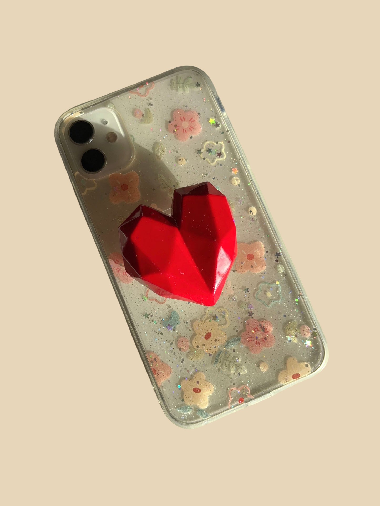 π Geometric Heart Phone Grip