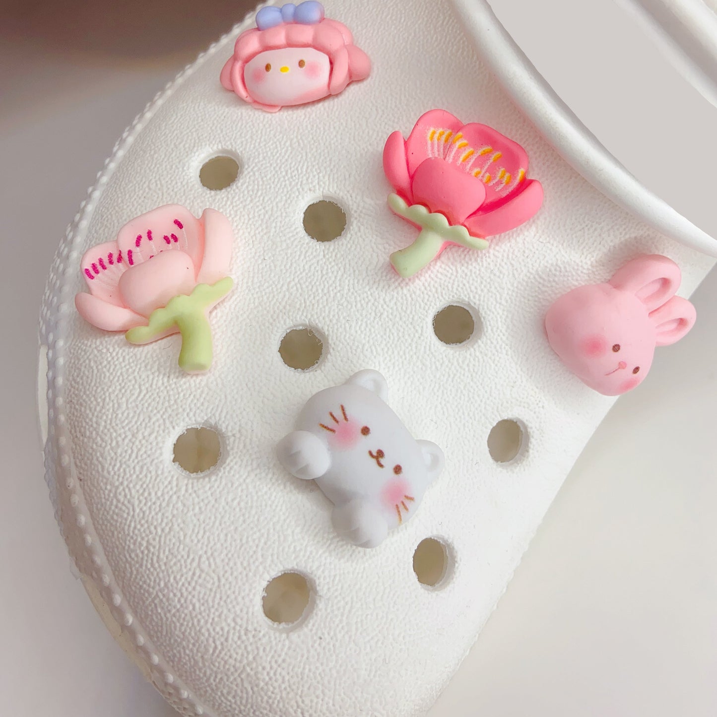 β¨ Cute Bunny, Kitty & Flower Shoe Charms β Individual or 5-Piece Set