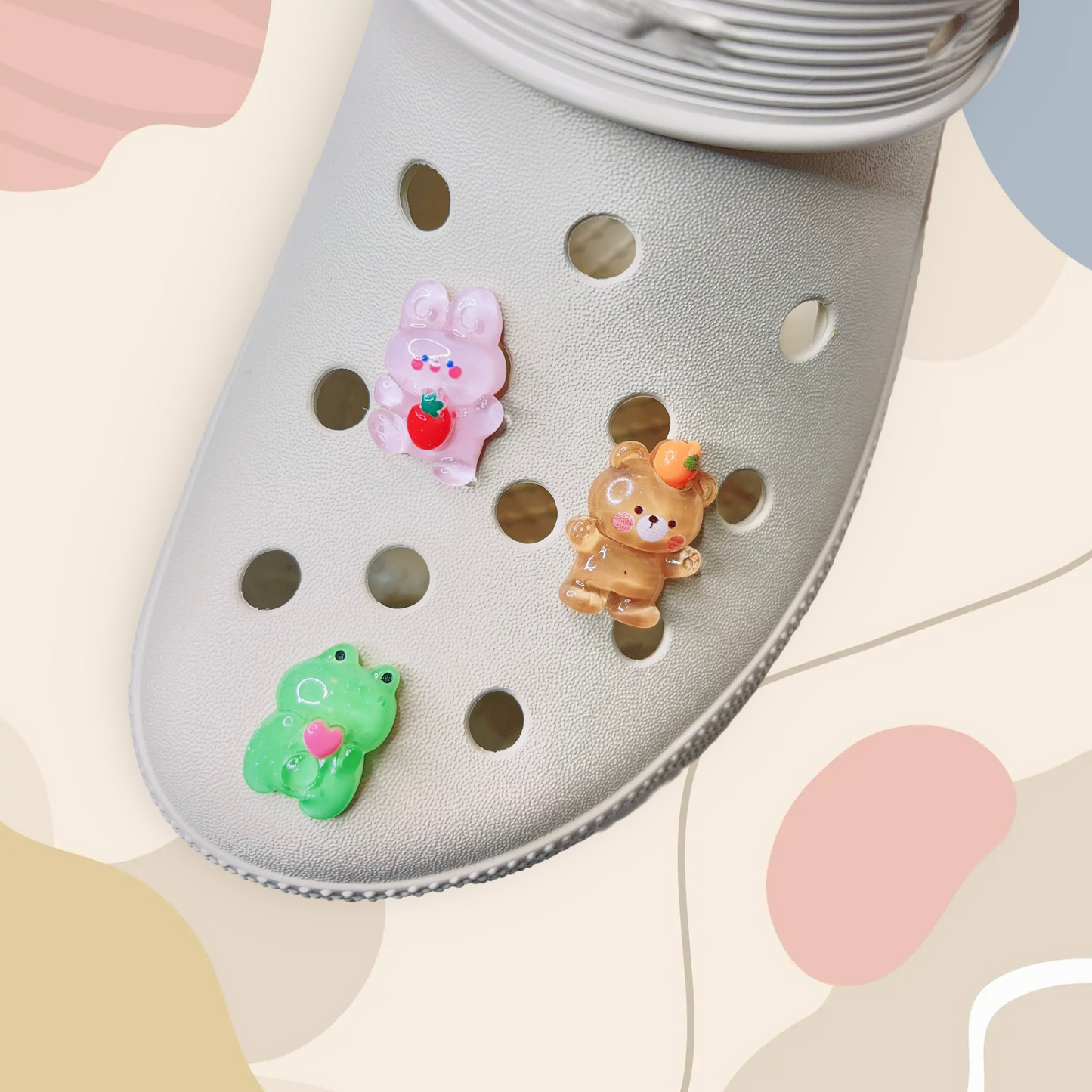 🍓🍊🐸 Gummy Animal Shoe Charms – Bear, Frog & Bunny