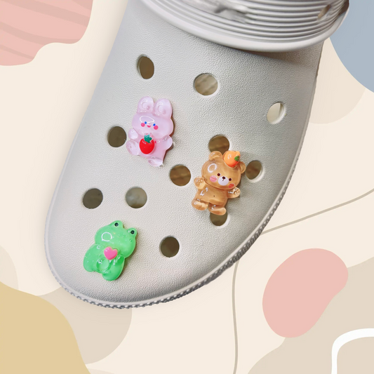 🍓🍊🐸 Gummy Animal Shoe Charms – Bear, Frog & Bunny