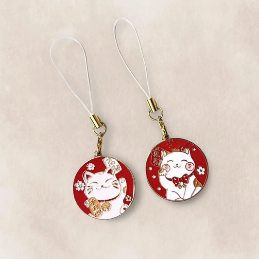 🐱 Lucky Cat Phone Charm – Male & Female Designs