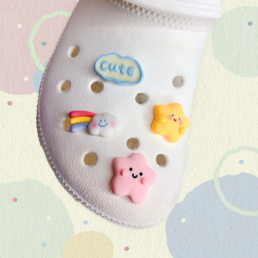 🌟Sweet Star, Rainbow & Cloud Shoe Charms – Individual or 4-Piece Set🌈☁️