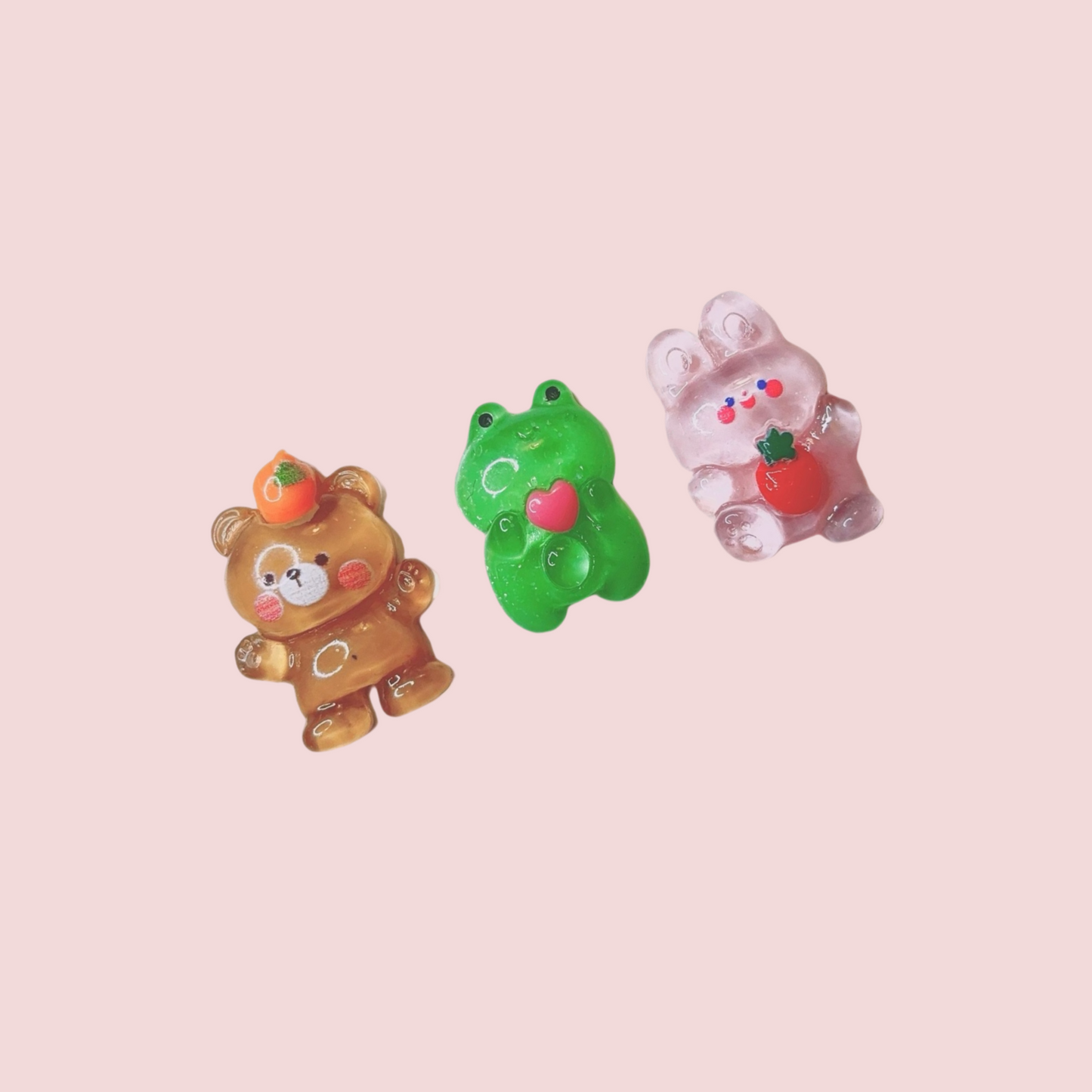🍓🍊🐸 Gummy Animal Shoe Charms – Bear, Frog & Bunny