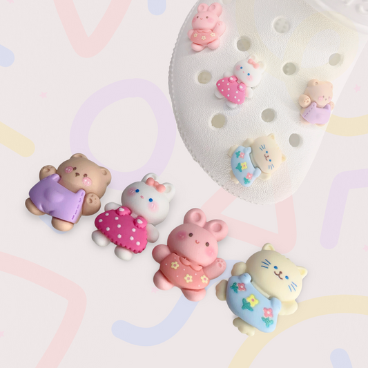 🐻🐰🐱Cute Animal Friends Shoe Charms – Individual or 4-Piece Set 🐻🐰🐱