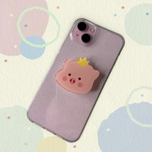 🐷✨ Piggy Phone Grip – Cute Crown Design