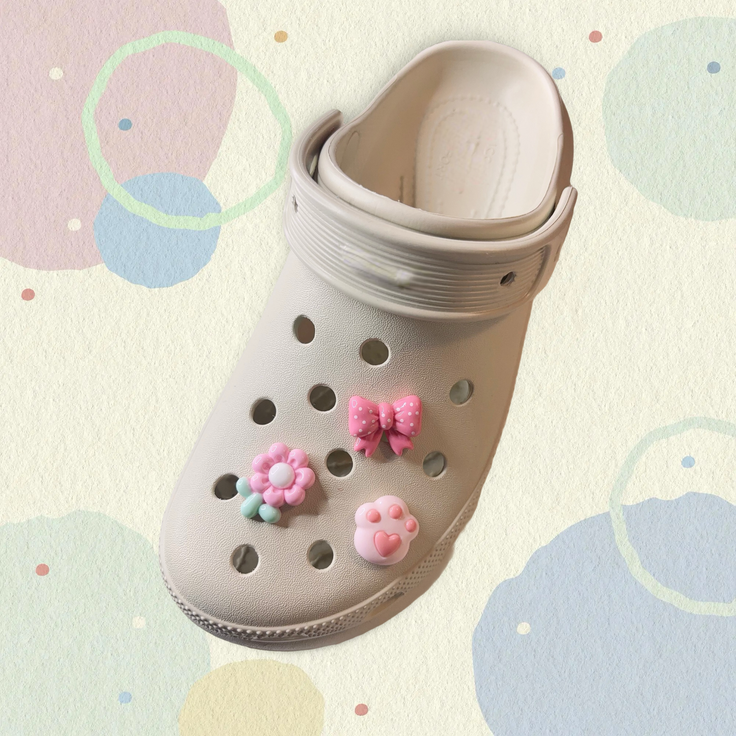 🎀 Paw, Bow & Flower Shoe Charms – Individual or 3-Piece Set 🌸