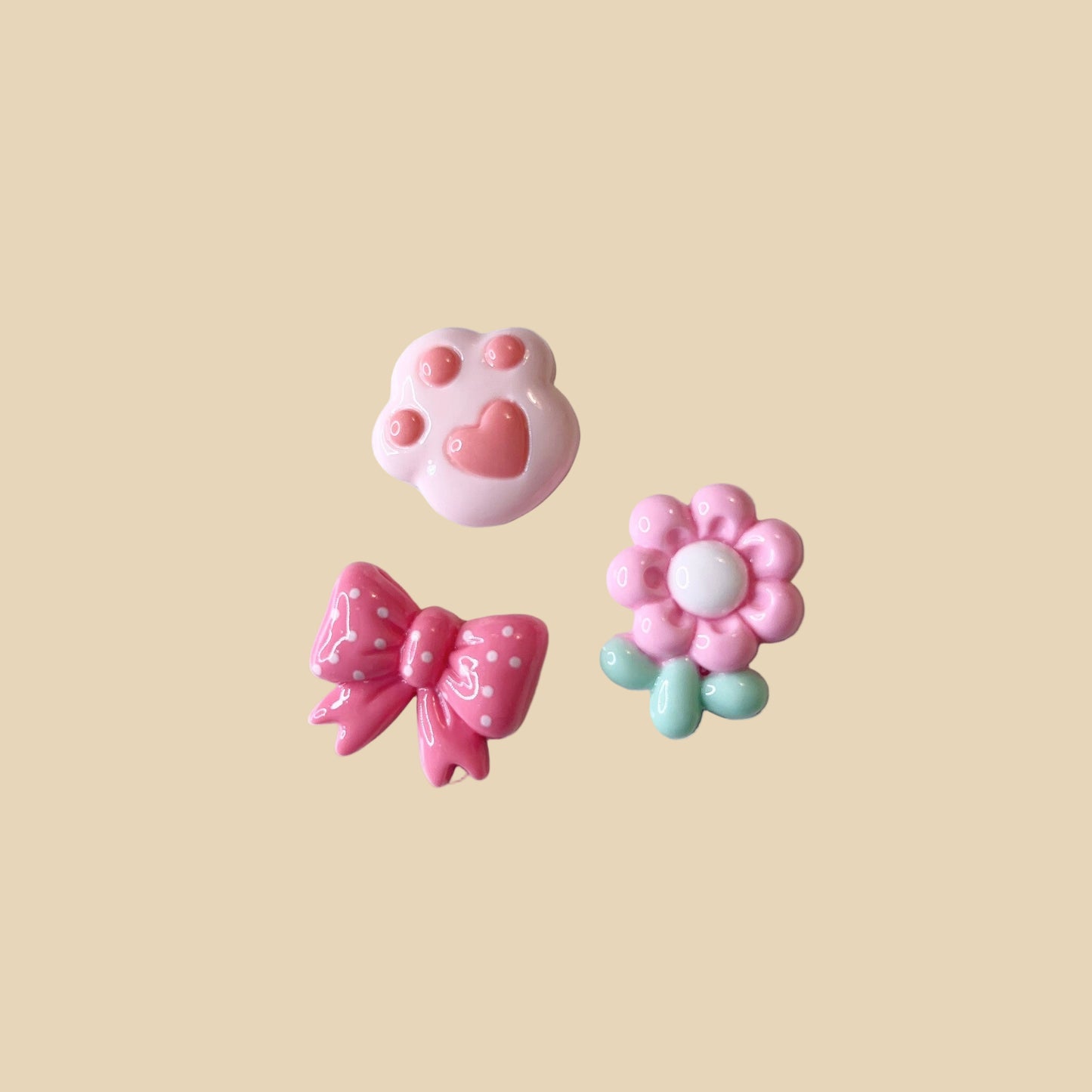 🎀 Paw, Bow & Flower Shoe Charms – Individual or 3-Piece Set 🌸