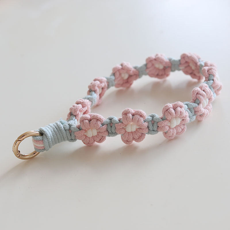 🌸 Handmade Crochet Flower Keychain / Wristlet